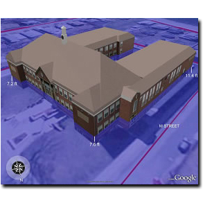 Screenshot of Hull High School as depicted in ASA's inundation visualization